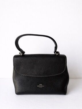 Coach Emory Top Handle Bag Black Pebbled Leather Crossbody Purse CCE53